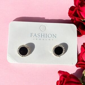 Delicate Round Stud Earrings Alloy Jewelry Embellished With Rhinestones
